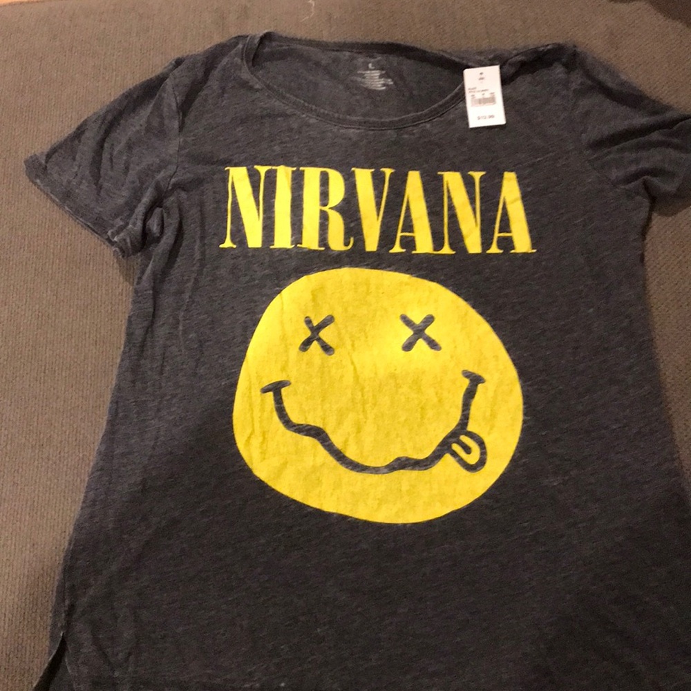 Grey nirvana smiley tee NWT